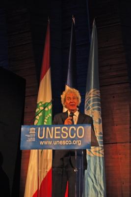 Christian Hugonnet presenting The Week of Sound charter at UNESCO.